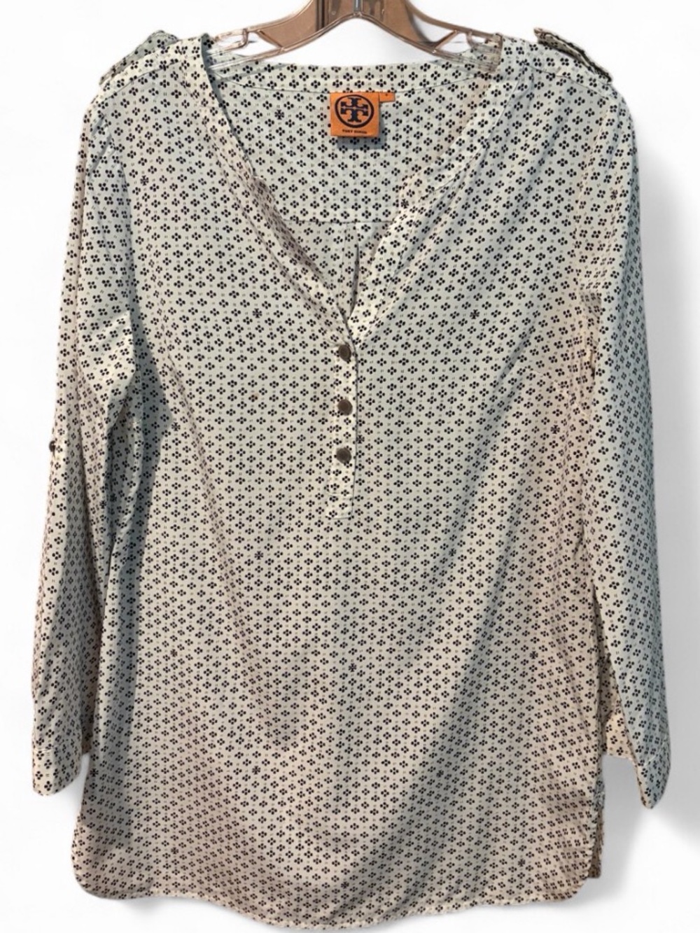 Tory Burch Silk Blend Tunic Blouse Womens Size 8